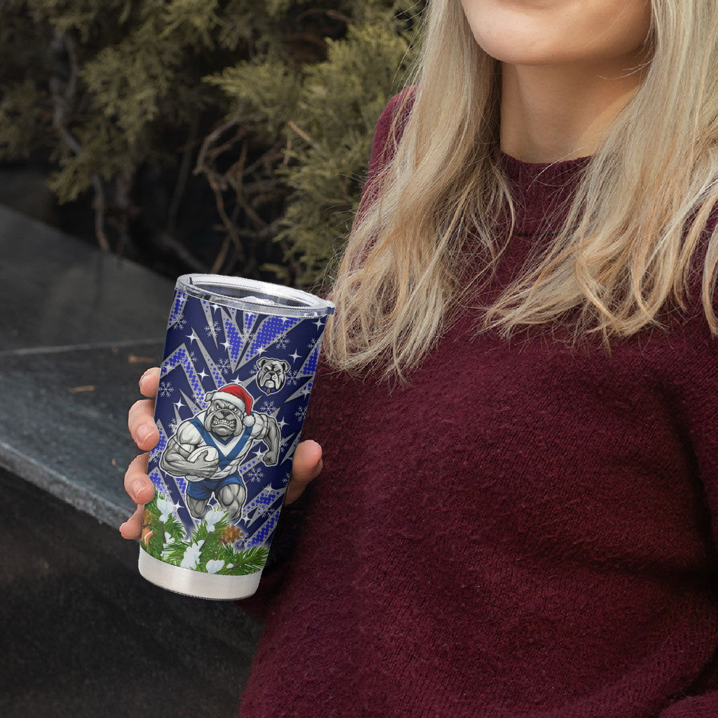Personalised Bulldogs Rugby Christmas Tumbler Cup Santa Rugby Mascot - Pine Wreath Festive