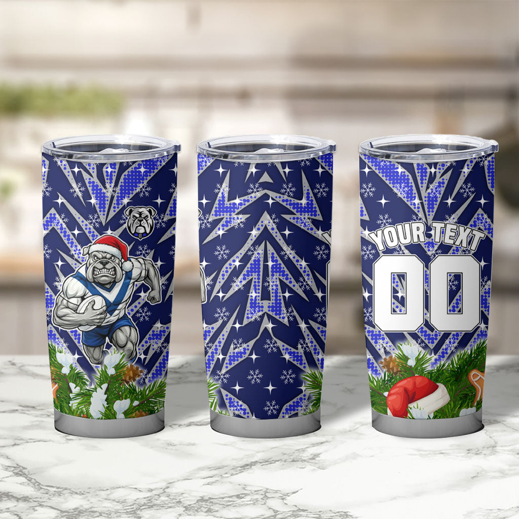 Personalised Bulldogs Rugby Christmas Tumbler Cup Santa Rugby Mascot - Pine Wreath Festive