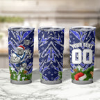 Personalised Bulldogs Rugby Christmas Tumbler Cup Santa Rugby Mascot - Pine Wreath Festive