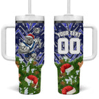 Personalised Bulldogs Rugby Christmas Tumbler With Handle Santa Rugby Mascot - Pine Wreath Festive