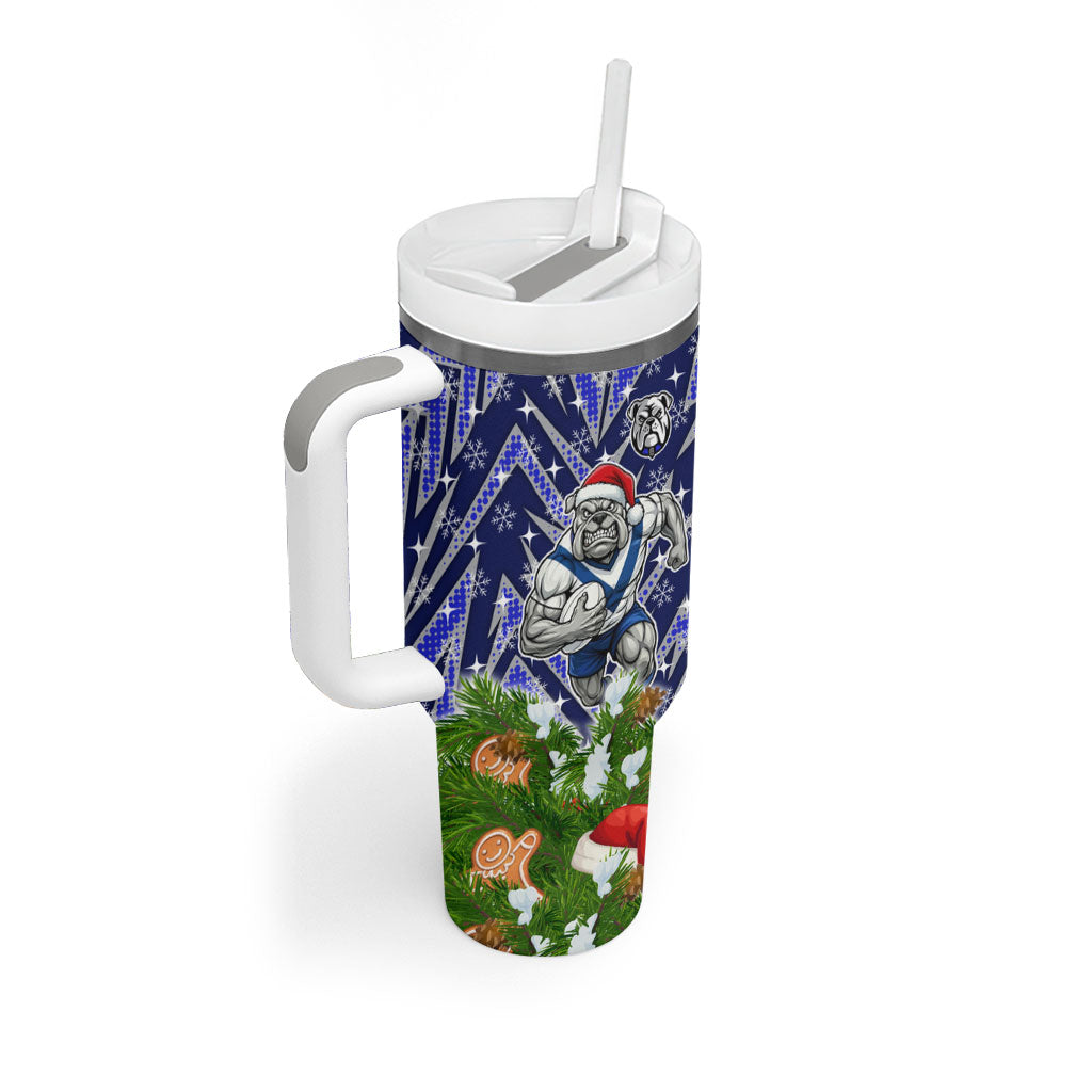 Personalised Bulldogs Rugby Christmas Tumbler With Handle Santa Rugby Mascot - Pine Wreath Festive