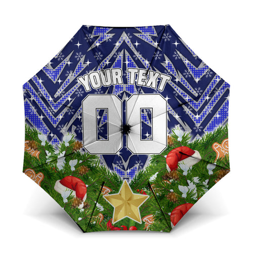 Personalised Bulldogs Rugby Christmas Umbrella Santa Rugby Mascot - Pine Wreath Festive