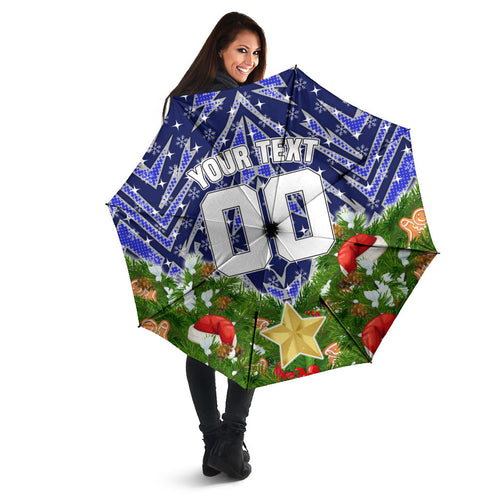 Personalised Bulldogs Rugby Christmas Umbrella Santa Rugby Mascot - Pine Wreath Festive