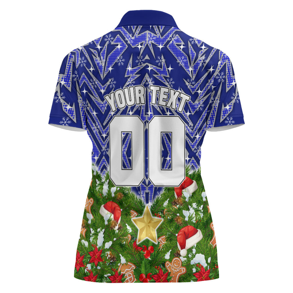 Personalised Bulldogs Rugby Christmas Women Polo Shirt Santa Rugby Mascot - Pine Wreath Festive