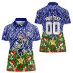 Personalised Bulldogs Rugby Christmas Women Polo Shirt Santa Rugby Mascot - Pine Wreath Festive