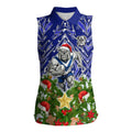 Personalised Bulldogs Rugby Christmas Women Sleeveless Polo Shirt Santa Rugby Mascot - Pine Wreath Festive