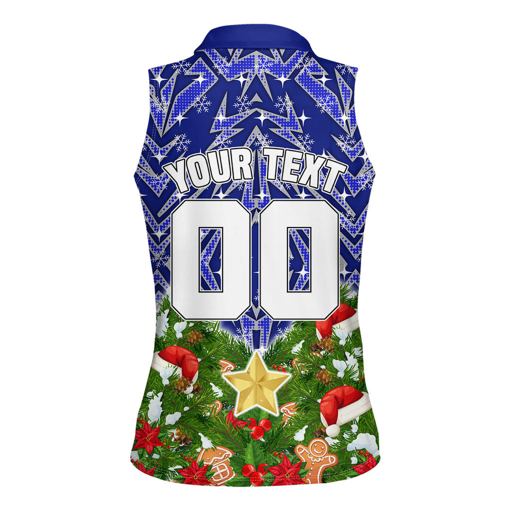 Personalised Bulldogs Rugby Christmas Women Sleeveless Polo Shirt Santa Rugby Mascot - Pine Wreath Festive