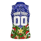 Personalised Bulldogs Rugby Christmas Women Sleeveless Polo Shirt Santa Rugby Mascot - Pine Wreath Festive