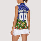 Personalised Bulldogs Rugby Christmas Women Sleeveless Polo Shirt Santa Rugby Mascot - Pine Wreath Festive