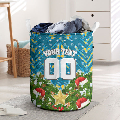 Personalised Titans Rugby Christmas Laundry Basket Santa Rugby Mascot - Pine Wreath Festive