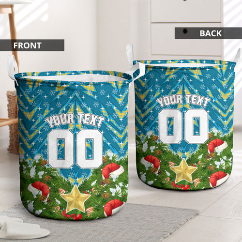 Personalised Titans Rugby Christmas Laundry Basket Santa Rugby Mascot - Pine Wreath Festive