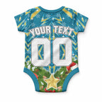 Personalised Titans Rugby Christmas Baby Onesie Santa Rugby Mascot - Pine Wreath Festive