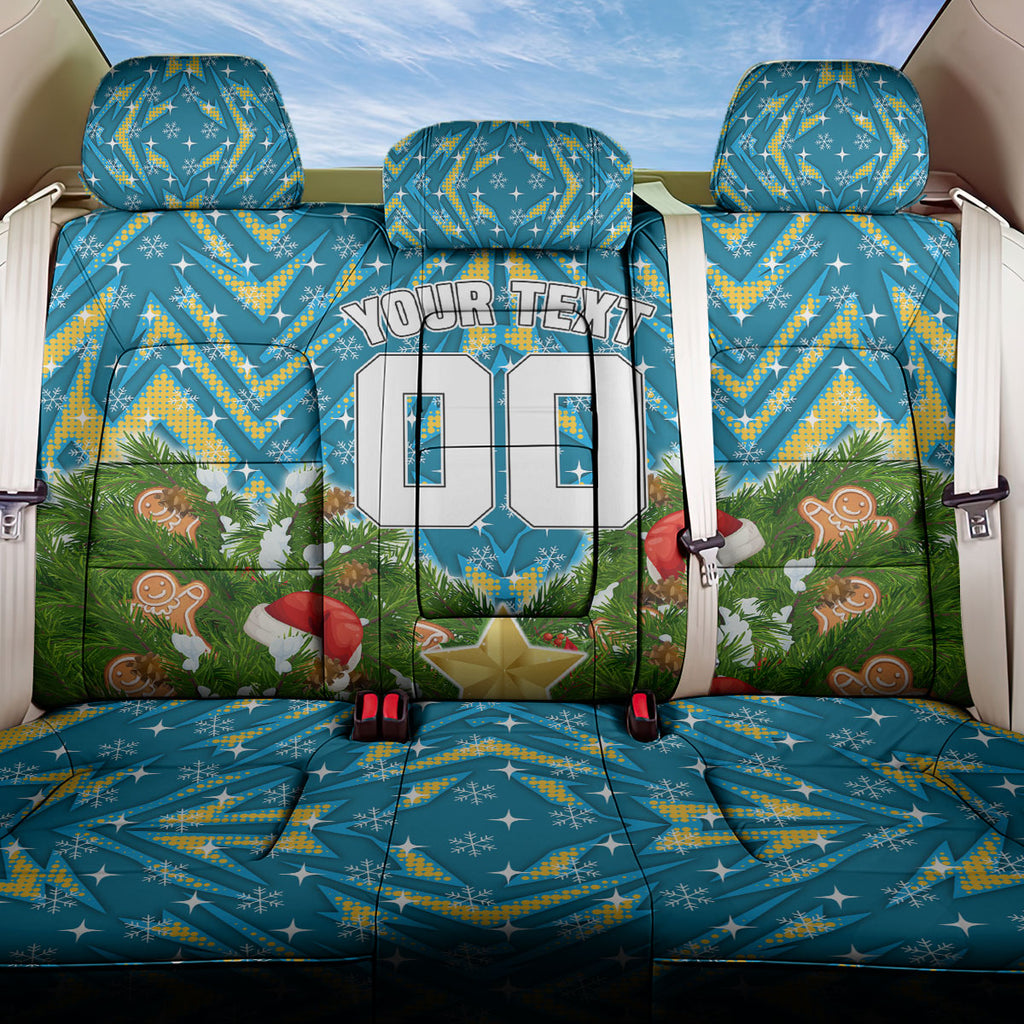 Personalised Titans Rugby Christmas Back Car Seat Cover Santa Rugby Mascot - Pine Wreath Festive
