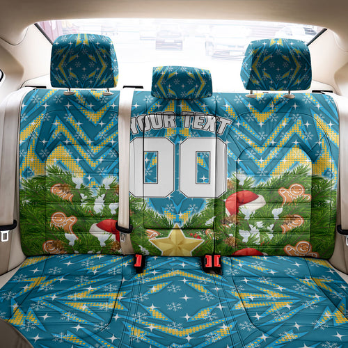 Personalised Titans Rugby Christmas Back Car Seat Cover Santa Rugby Mascot - Pine Wreath Festive