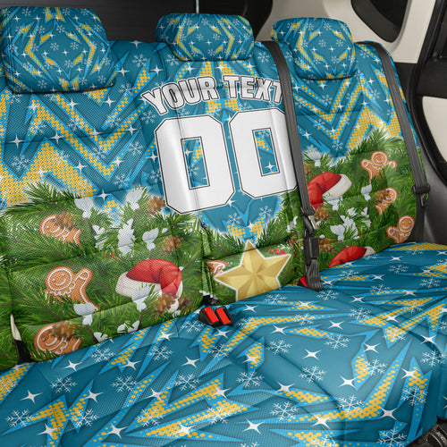 Personalised Titans Rugby Christmas Back Car Seat Cover Santa Rugby Mascot - Pine Wreath Festive