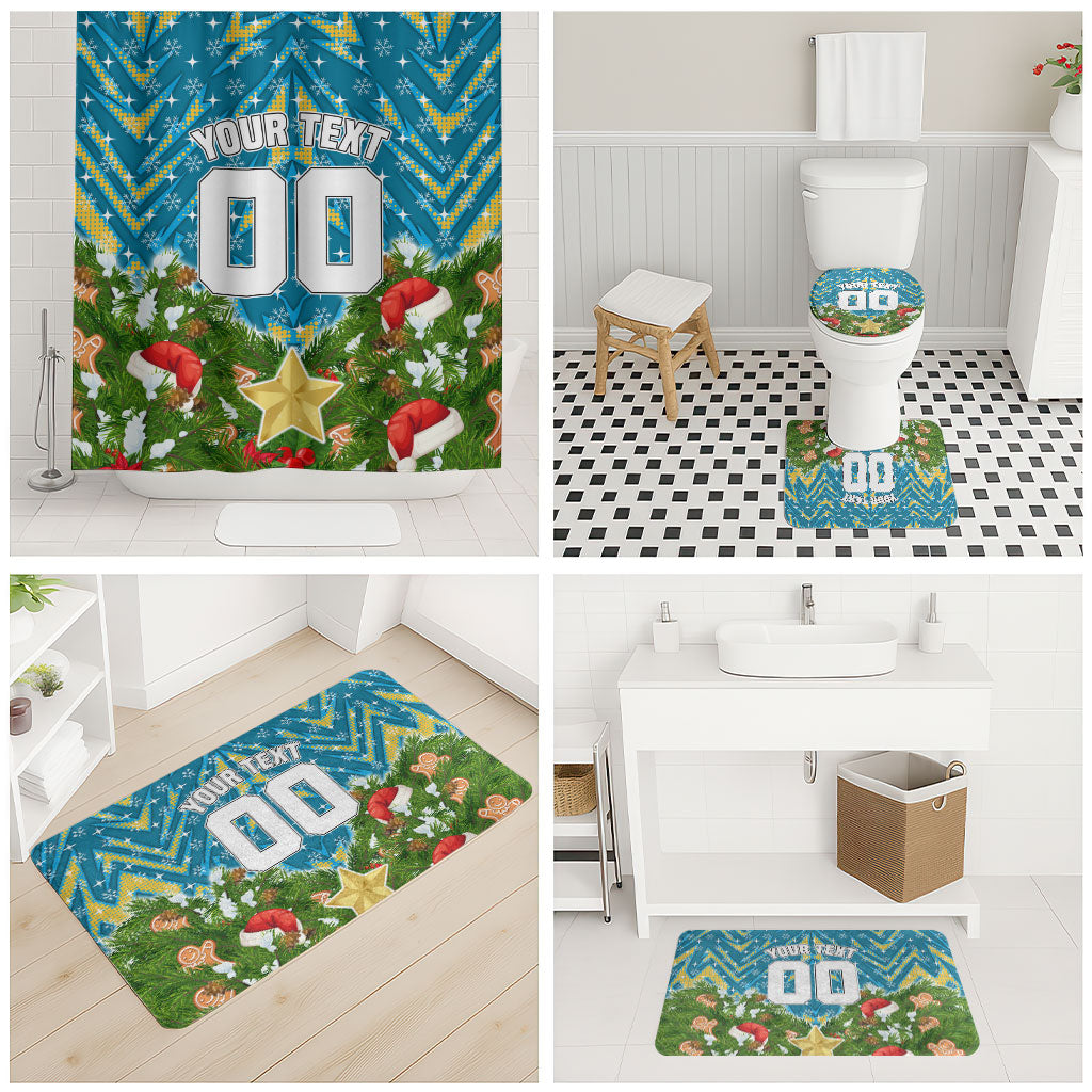 Personalised Titans Rugby Christmas Bathroom Set Santa Rugby Mascot - Pine Wreath Festive