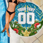 Personalised Titans Rugby Christmas Beach Blanket Santa Rugby Mascot - Pine Wreath Festive