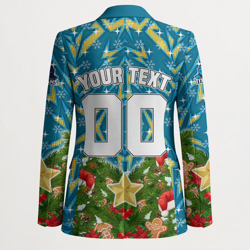 Personalised Titans Rugby Christmas Blazer Santa Rugby Mascot - Pine Wreath Festive