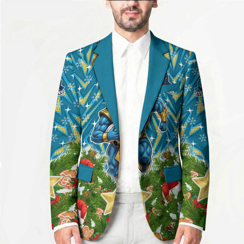 Personalised Titans Rugby Christmas Blazer Santa Rugby Mascot - Pine Wreath Festive