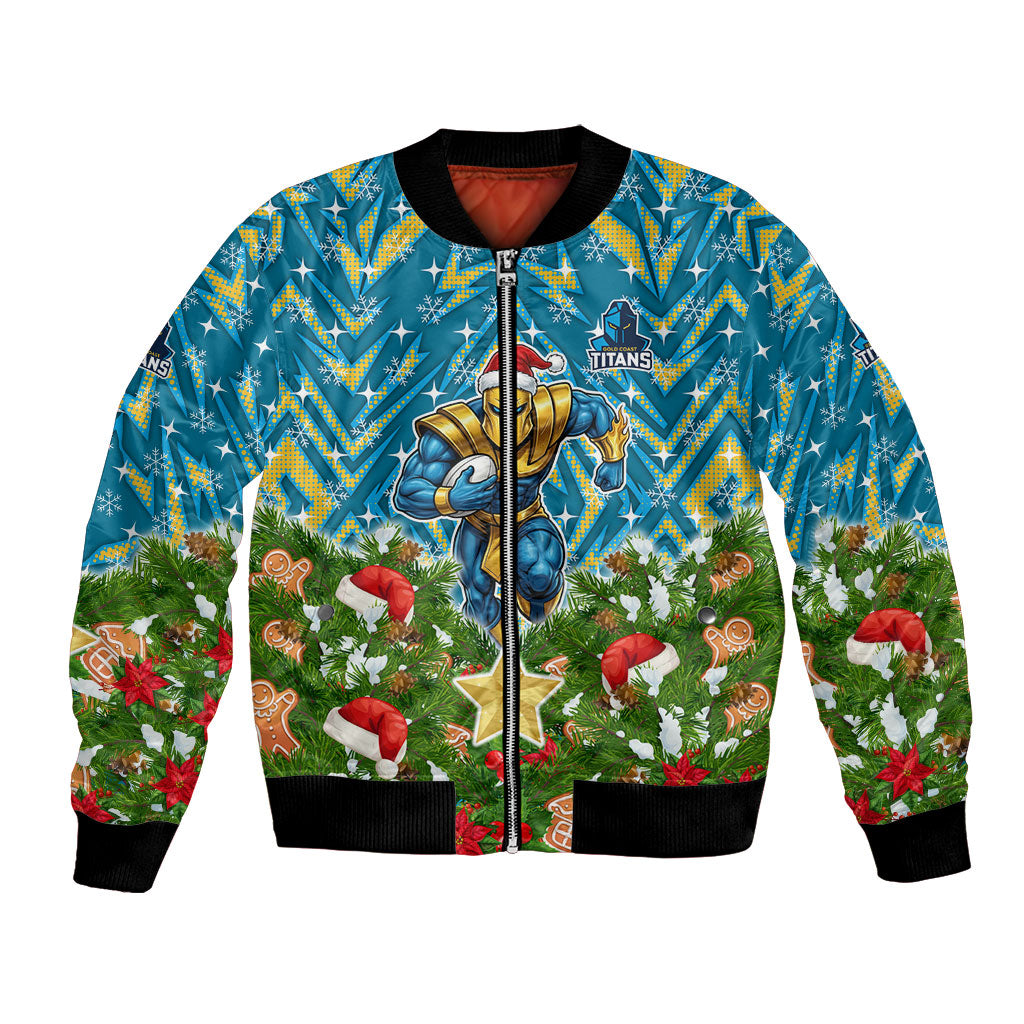 Personalised Titans Rugby Christmas Bomber Jacket Santa Rugby Mascot - Pine Wreath Festive
