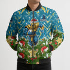 Personalised Titans Rugby Christmas Bomber Puffer Jacket Santa Rugby Mascot - Pine Wreath Festive