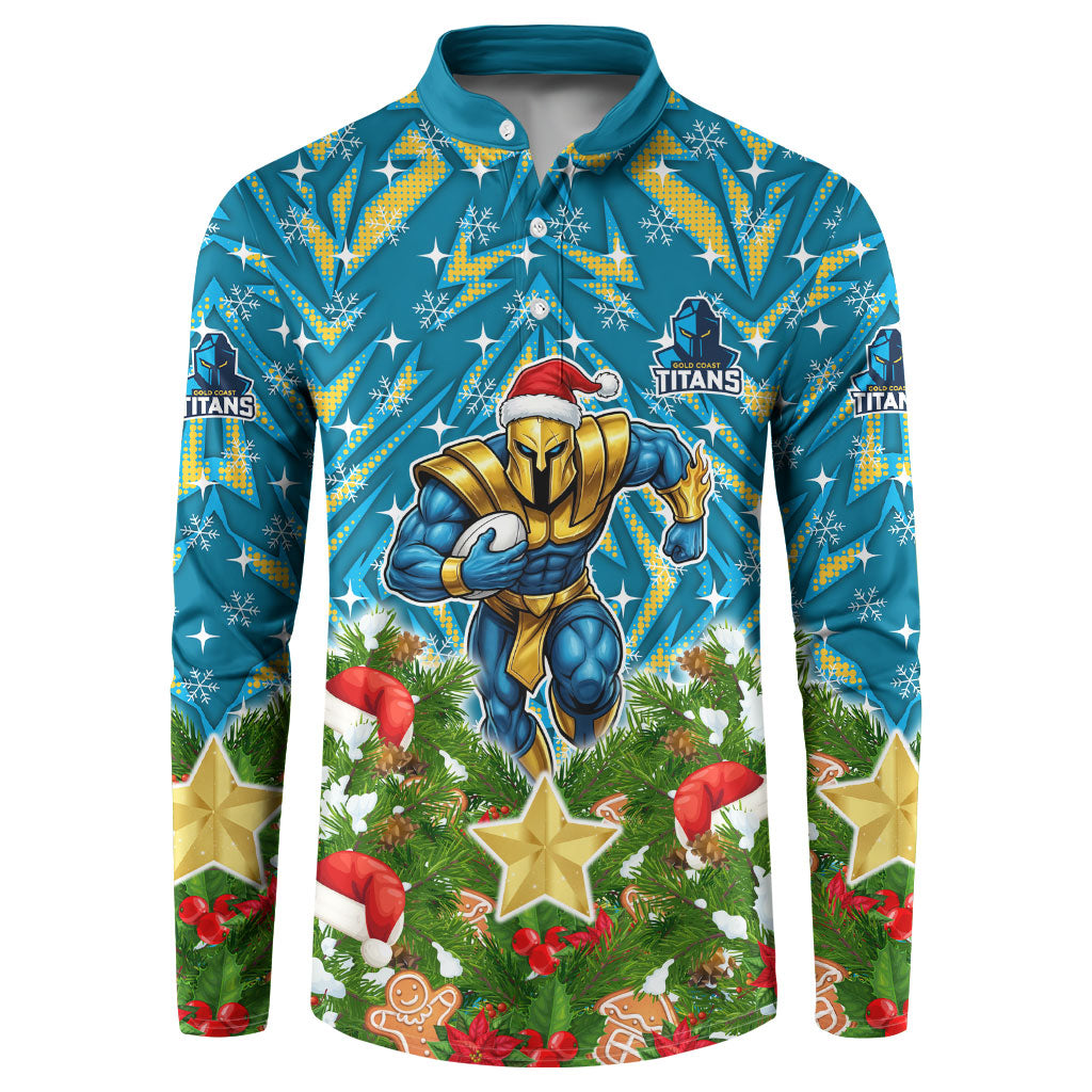 Personalised Titans Rugby Christmas Button Sweatshirt Santa Rugby Mascot - Pine Wreath Festive