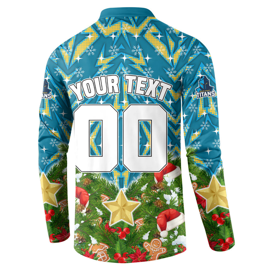 Personalised Titans Rugby Christmas Button Sweatshirt Santa Rugby Mascot - Pine Wreath Festive