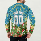 Personalised Titans Rugby Christmas Button Sweatshirt Santa Rugby Mascot - Pine Wreath Festive