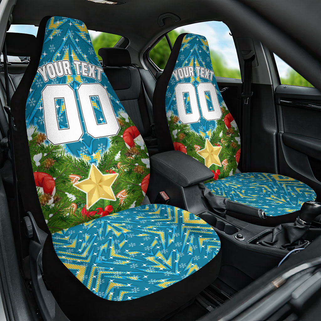 Personalised Titans Rugby Christmas Car Seat Cover Santa Rugby Mascot - Pine Wreath Festive