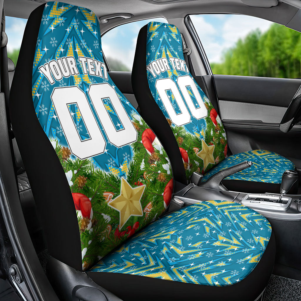 Personalised Titans Rugby Christmas Car Seat Cover Santa Rugby Mascot - Pine Wreath Festive