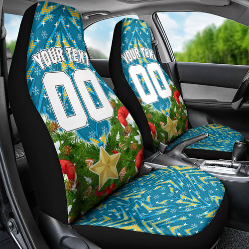 Personalised Titans Rugby Christmas Car Seat Cover Santa Rugby Mascot - Pine Wreath Festive
