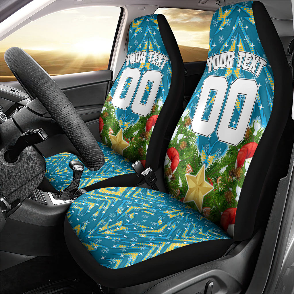 Personalised Titans Rugby Christmas Car Seat Cover Santa Rugby Mascot - Pine Wreath Festive