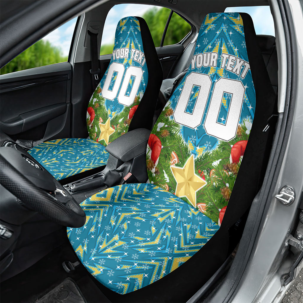 Personalised Titans Rugby Christmas Car Seat Cover Santa Rugby Mascot - Pine Wreath Festive