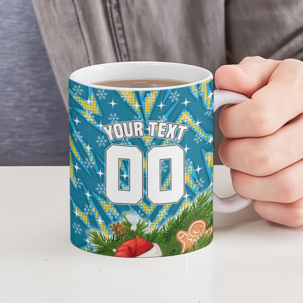 Personalised Titans Rugby Christmas Ceramic Mug Santa Rugby Mascot - Pine Wreath Festive