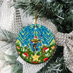 Titans Rugby Christmas Ceramic Ornament Santa Rugby Mascot - Pine Wreath Festive