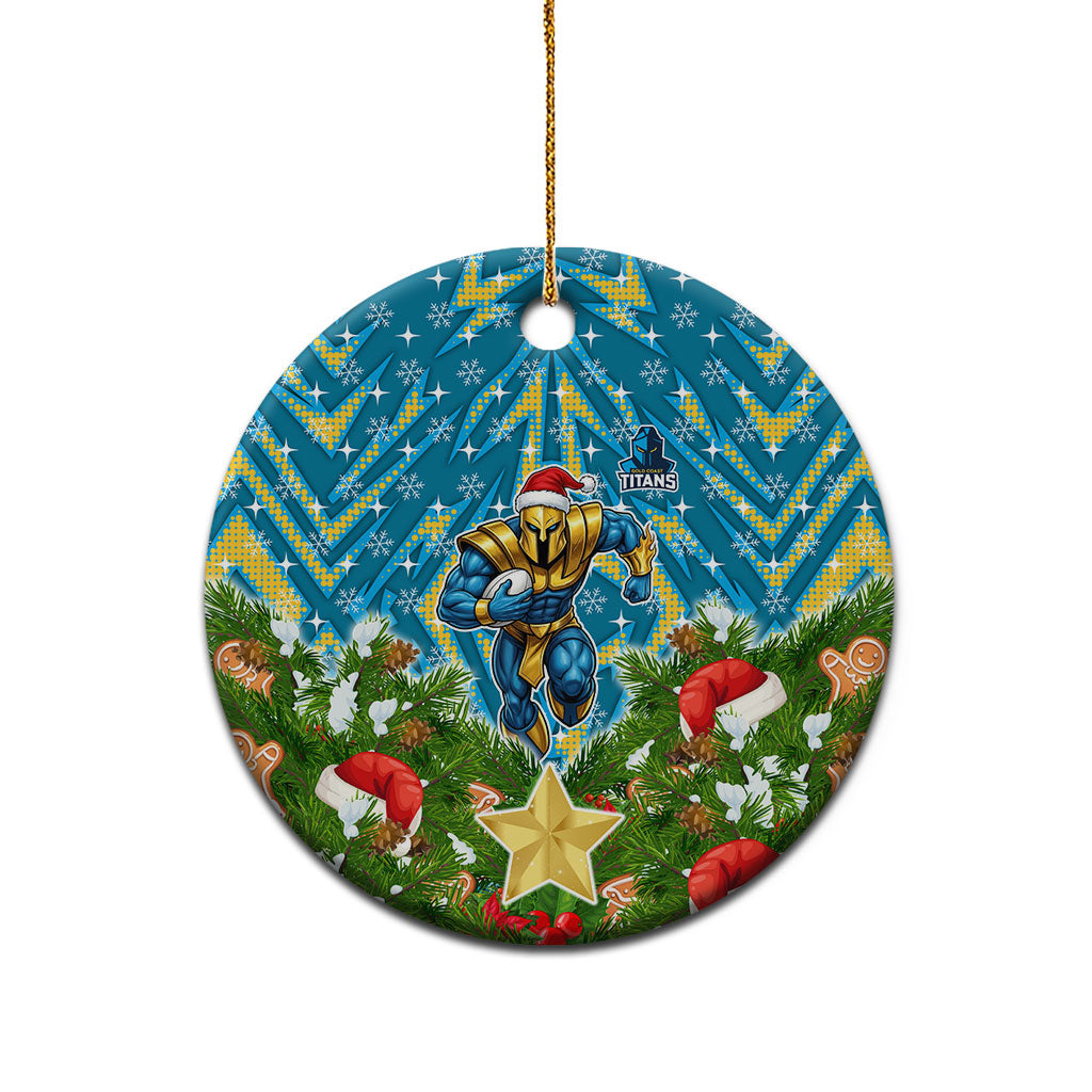 Titans Rugby Christmas Ceramic Ornament Santa Rugby Mascot - Pine Wreath Festive