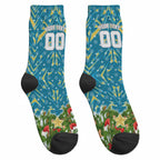 Personalised Titans Rugby Christmas Crew Socks Santa Rugby Mascot - Pine Wreath Festive