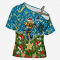 Personalised Titans Rugby Christmas Cross Shoulder Shirt Santa Rugby Mascot - Pine Wreath Festive