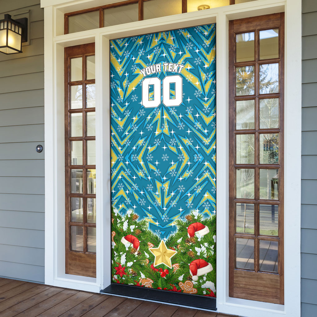 Personalised Titans Rugby Christmas Door Cover Santa Rugby Mascot - Pine Wreath Festive
