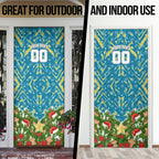 Personalised Titans Rugby Christmas Door Cover Santa Rugby Mascot - Pine Wreath Festive