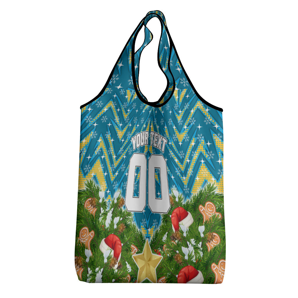 Personalised Titans Rugby Christmas Grocery Bag Santa Rugby Mascot - Pine Wreath Festive