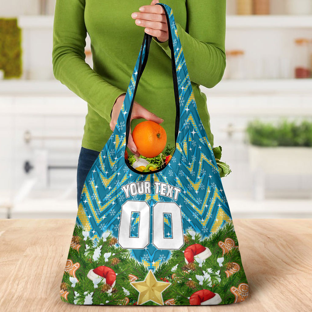 Personalised Titans Rugby Christmas Grocery Bag Santa Rugby Mascot - Pine Wreath Festive