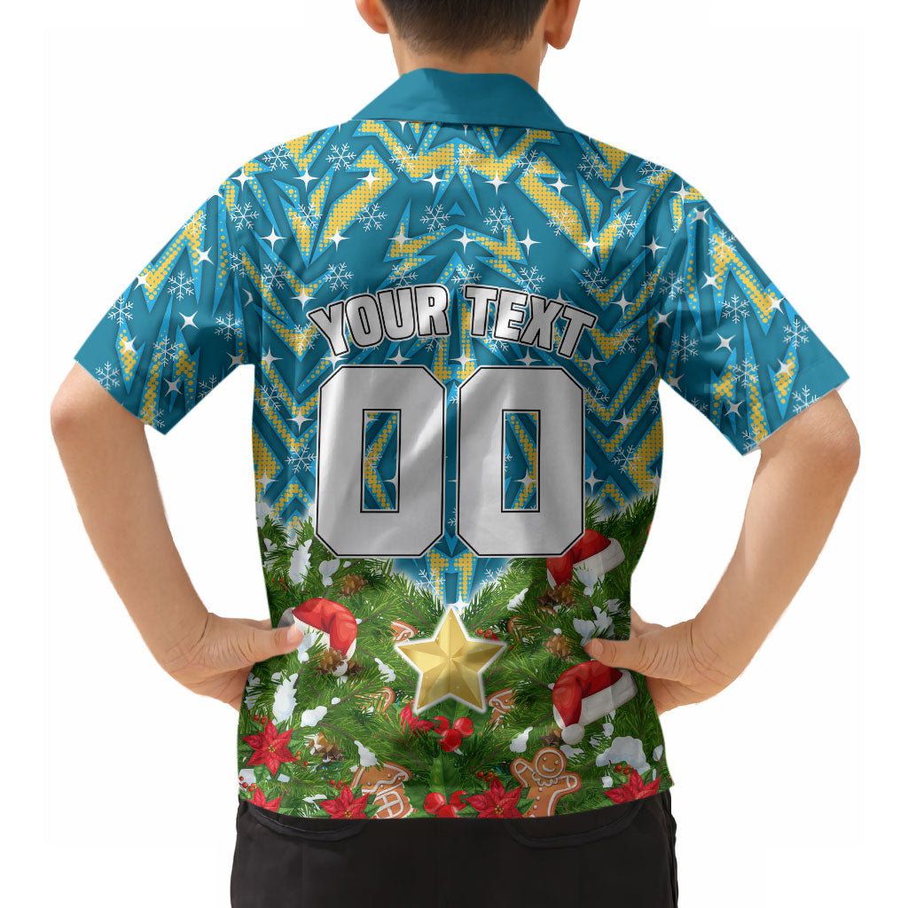 Personalised Titans Rugby Christmas Hawaiian Shirt Santa Rugby Mascot - Pine Wreath Festive