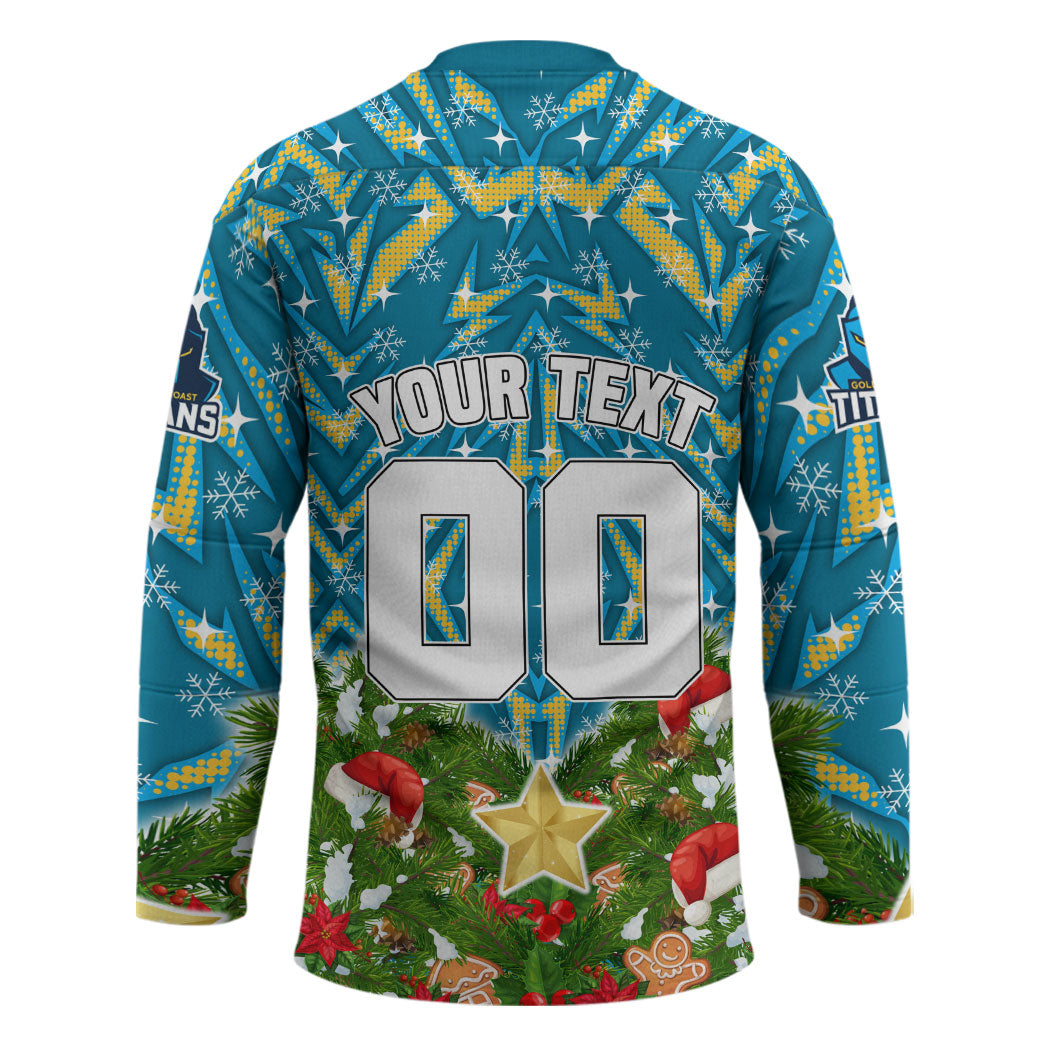Personalised Titans Rugby Christmas Hockey Jersey Santa Rugby Mascot - Pine Wreath Festive