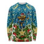 Personalised Titans Rugby Christmas Long Sleeve Shirt Santa Rugby Mascot - Pine Wreath Festive