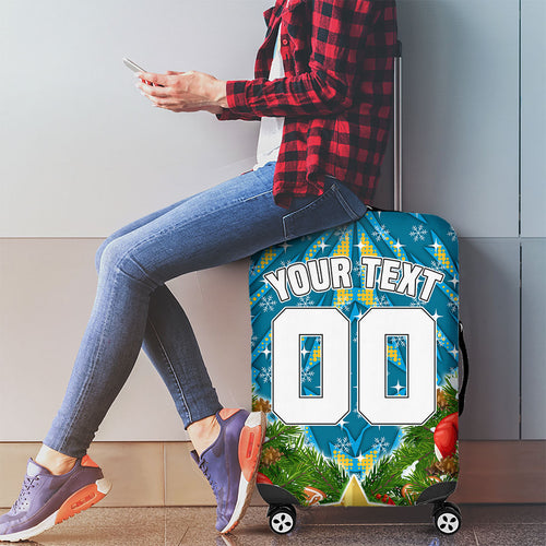 Personalised Titans Rugby Christmas Luggage Cover Santa Rugby Mascot - Pine Wreath Festive