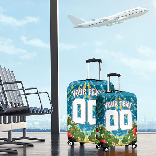 Personalised Titans Rugby Christmas Luggage Cover Santa Rugby Mascot - Pine Wreath Festive