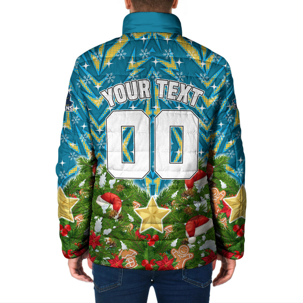 Personalised Titans Rugby Christmas Padded Jacket Santa Rugby Mascot - Pine Wreath Festive