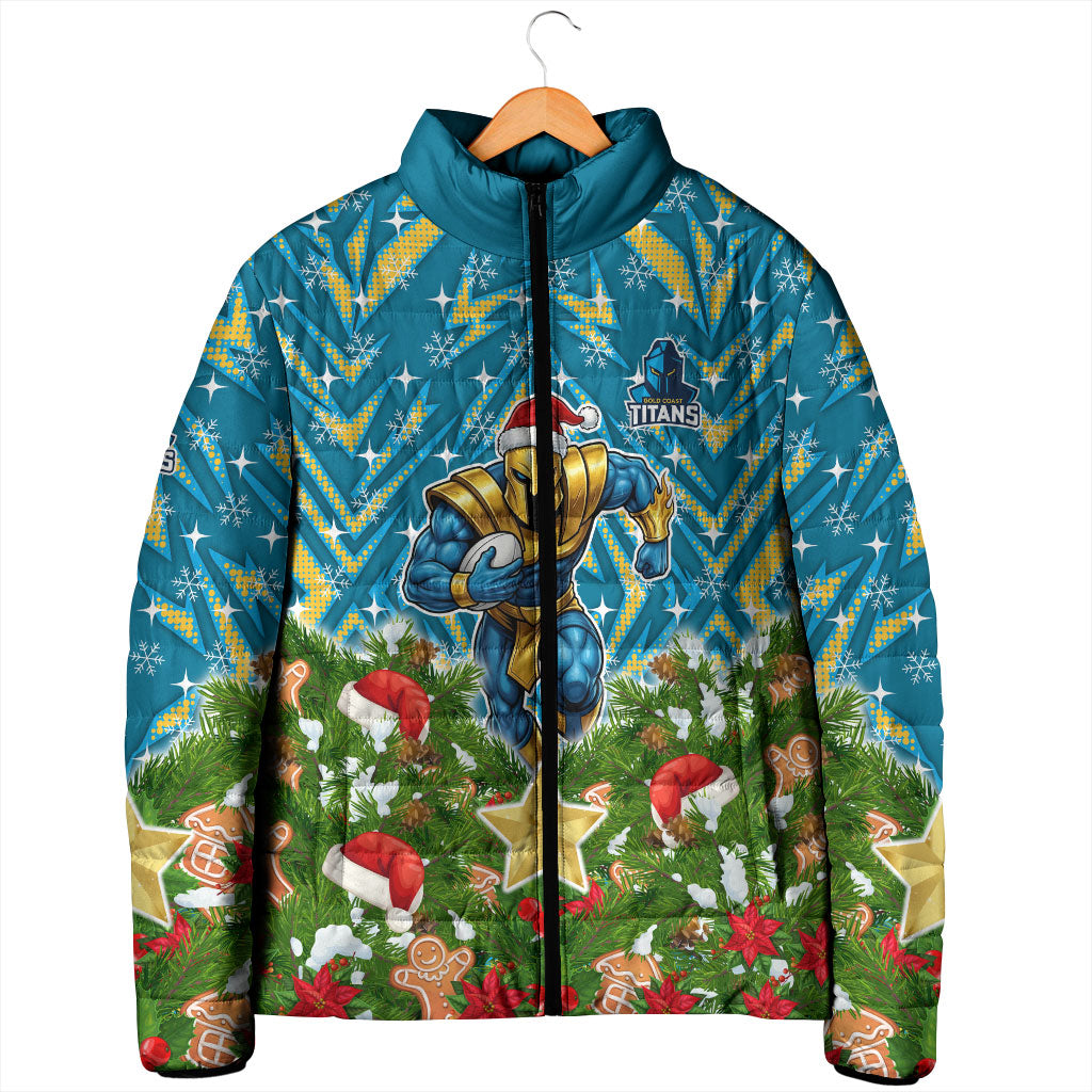 Personalised Titans Rugby Christmas Padded Jacket Santa Rugby Mascot - Pine Wreath Festive