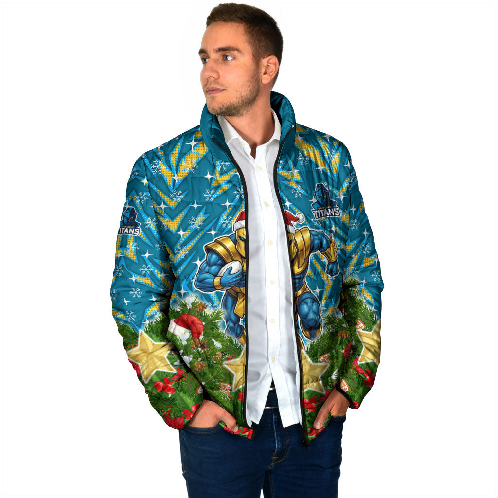 Personalised Titans Rugby Christmas Padded Jacket Santa Rugby Mascot - Pine Wreath Festive
